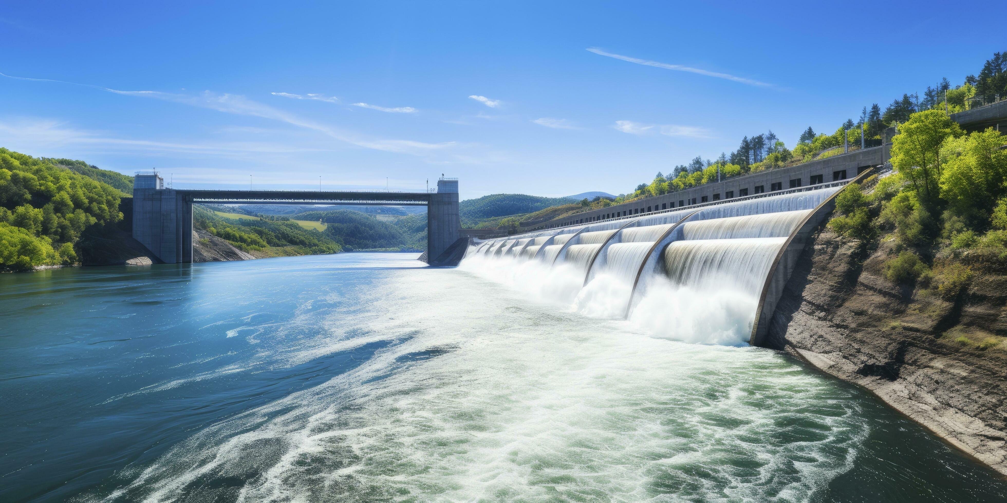 Water flowing through a weir