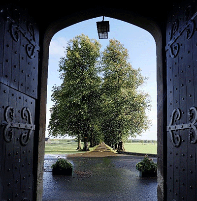 view from reception down the main drive at the rau