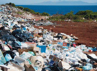 Piles of plastic waste on roadside