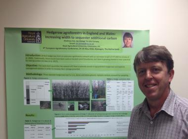 Ian Grange with his award winning poster at the 4th European Agroforestry Conference, in the Netherlands.